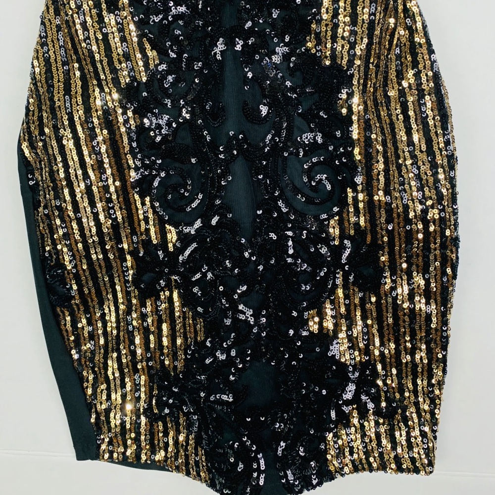 Dach Boutique black gold sequin party mini dress - Picture 3 of 8
